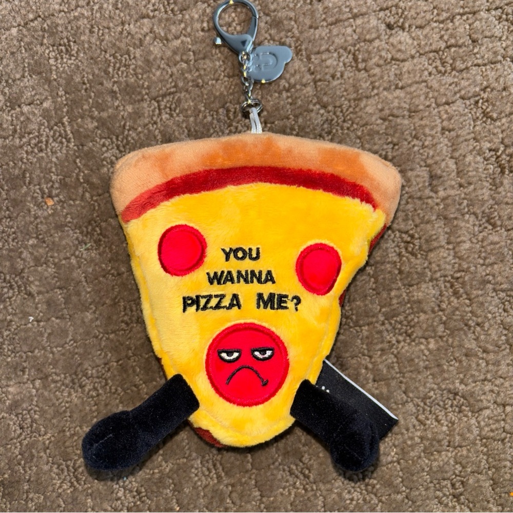 Funny Pizza Slice Plush Keychain backpack charm